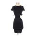 Divided by H&M Casual Dress - Bodycon Crew Neck Short sleeves: Black Print Dresses - Women's Size 2X-Small