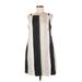 Ann Taylor Casual Dress - Mini High Neck Sleeveless: Tan Color Block Dresses - Women's Size 8