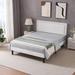 Wade Logan® Auxter Bed Frame w/ Height Adjustable Upholstered Headboard Metal in White | 47.7 H x 56.7 W x 76.6 D in | Wayfair