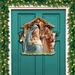The Holiday Aisle® Itohan Born Under Bright Star Nativity Christmas Wooden Door Wood in Brown | 24 H x 18 W x 1 D in | Wayfair