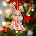 Designocracy 2 Piece Baby Bunny w/ a carrot Wooden Ornaments Wood in Brown | 5.5 H x 5 W x 0.3 D in | Wayfair 815432-3-S2