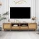 Abrihome - Modern Rattan tv Stand,TV Cabinet, Media Entertainment Center with 4 Storage cabinet and 2 Open Shelves, for Living Room, Bedroom and