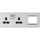 Knightsbridge - Screwless 13A 2G dp Socket + 2G Modular Combination Plate - Brushed Chrome 230V IP20