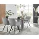 Furniturebox Uk - Furniturebox imperia 4 High Gloss Grey Modern Dining Table and 4 Light Grey Falun Fabric Dining Chairs With Black Metal Legs