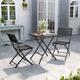 Brown Set of 3 Plastic Outdoor Folding Table and Chairs Set