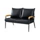 2-Seater Sofa Armchair Retro Modern Leisure Lounge Loveseat Sofa with pu Leather Cushion and Metal Frame, Black