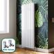 White Vertical Double Flat Panel Radiator 1600x608mm Designer Radiator with Angled Radiator Valves - Elegant