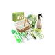 Lune - Garden Gift, Floral Garden Tools with Basket, Gardening Heavy Duty Hand Tool Kit, Hand Rake, Trowel, Pruners, Sprayer, Gardener Gloves,