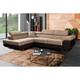 Aston Left Hand Facing Corner Sofa Bed with Storage and Lift Mechanism - Beige & Brown