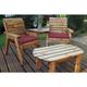 Wooden Companion 2 x Chair Coffee Table Angled & Red Cushion - Charles Taylor