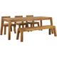 5 Piece Garden Dining Set Indoor Outdoor Table Bench Chairs Acacia Wood Livorno - Light Wood