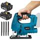 Teetok - Jigsaw,18V lxt Cordless Jigsaw Body Battery Combo Kit ±45° Cutting Power Tools + 4 Blades + 2x5.5A Battery (Charger Not Included),Compatible