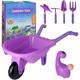 Outdoor Gardening Toys for Kids, Wheelbarrow, Shovel, Pitchfork, Rake, Spade, Trowel, Watering Can and Gloves, Gardening Tools Gift for 3-5 Year Old