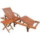 Sun Lounger with Table Solid Acacia Wood VDFF27141UK