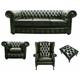 Chesterfield 3 Seater Sofa + Club Chair + Mallory Wing Chair + Footstool Leather Sofa Suite Offer Antique Green