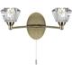 Searchlight - Wall lamp 2 bulbs Sierra, in antique brass and glass