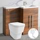 Bathroom Basin Sink Walnut l Shape Right Hand Vanity Unit & Back to Wall btw Toilet