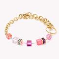 Coeur De Lion Graduated GEOCUBE Bracelet Gold Chain Pink