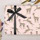 Three Sheets Of Christmas Reindeer Wrapping Paper Pink