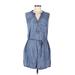 Maurices Casual Dress - Mini V-Neck Sleeveless: Blue Print Dresses - Women's Size Medium