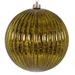 Vickerman 4" Olive Shiny Lined Mercury Ball Ornament, 6 per bag. - Green