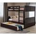 Full Over Full Bunk Bed with Trundle, Solid Wood Bunk Beds with Safety Guard Rail & Ladder, Can be Separated to 2 Full Size Beds