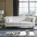 Classic Chesterfield Loveseat with 2 Pillows - Tufted Wrinkled Fabric - Elegant Living Room Furniture