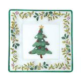 Pfaltzgraff Winterberry 13.5IN Square Glass Tree Platter