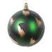 Vickerman 4" Matte Emerald Ball Ornament with Gold and Black Brush Strokes, 4 per bag. - Green