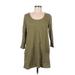 Purejill Casual Dress - Shift Scoop Neck 3/4 sleeves: Green Print Dresses - Women's Size Medium