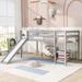 Twin Gray Loft Bunk Bed with Slide, Multifunctional Design Mini Loft Bed with Ladder - No Box Spring Needed, Gray