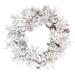 Vickerman 24" Flocked Atka Artificial Christmas Wreath, Warm White Wide Angle 3mm Low Voltage LED lights. - Warm White