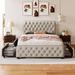 Full Upholstered Platform Bed Frame with 4 Drawers, Button Tufted Headboard & Footboard