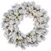 Vickerman 30" Flocked Snow Ridge Artificial Christmas Wreath, Pure White LED Lights