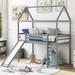 Loft Bed,Twin Size Loft Bed Wood Bed with Slide and Guardrail for Bedroom,Guest Room and Dorm, Easy to Assemble - Gray