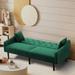 Folding Futon Sofa Bed Velvet Sleeper Couch Bed Tufted Back Sofa for Living Room Couch with Throw Pillows and Sloped Arms