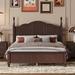 Retro Style Full Size Platform Bed with Wood Finished Headboard and Slats Support Frame