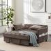 Loveseat Sofa Velvet Upholstered Pull out Couch Sleeper Convertible Sofa Bed with Adjustable Backrest and Two Pillows