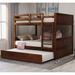 Full Over Full Bunk Bed with Trundle, Safety Guardrail & Ladder,Walnut