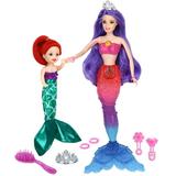 BETTINA Mermaid Doll Playset Purple Hair Princess Mermaid Doll Red Hair Little Mermaid Doll and Accessories Mermaid Toys for 3 to 7 Year Olds
