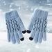 Aayomet Running Gloves For Winter Thermals Plus Knit Cycling Gloves (Blue One Size)