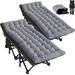 Docred Adults Folding Camping Cot Double Layer Oxford Strong Heavy Duty Wide Sleeping Cots with Grey Mattress