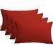 Set of 4 Indoor Outdoor Decorative Rectangle Lumbar Throw Pillows Sunbrella Canvas Jockey Red (20 x 12 )