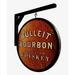 Whiskey Pub Sign Bulleit 15 inch Diameter Wooden Sign and Hanging Bracket