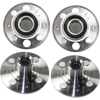 2000 Honda Civic Front and Rear, Driver and Passenger Side Wheel Hubs, Front - Without Bearing; Rear - With Bearing, EX/Si Models