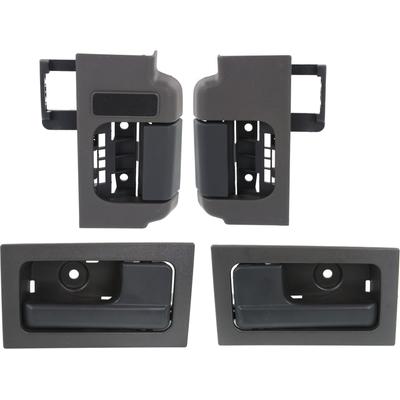 2013 Ford F-150 Front and Rear, Driver and Passenger Side Gray bezel with black lever Interior Door Handle, Without Door Lock Hole, 4-Door, Extended Cab Pickup