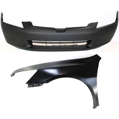 2004 Honda Accord 2-Piece Kit Front, Driver Side Fender, 4-Door, Sedan, Includes (1) Bumper Cover and (1) Fender