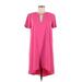 Trina Turk Casual Dress - High/Low Keyhole Short sleeves: Pink Print Dresses - Women's Size 6