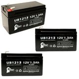 3x Pack - Compatible Critikon 1000 VITANET Battery - Replacement UB1213 Universal Sealed Lead Acid Battery (12V 1.3Ah 1300mAh F1 Terminal AGM SLA) - Includes 6 F1 to F2 Terminal Adapters
