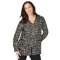 Plus Size Women's V-Neck Blouse by Jessica London in Black Abstract Dot (Size 24 W)